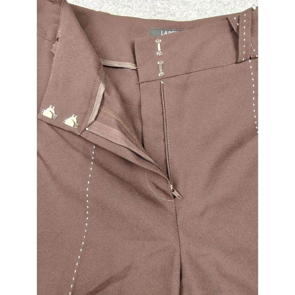 Larry Levine Pants Womens 10 Brown Twill Stretch Dress Studded Ankle Career New - Picture 3 of 10